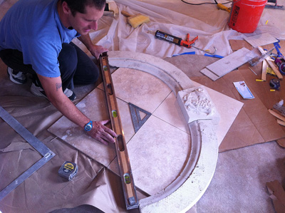 Laying out a tile floor; photo courtesy Michelle Rebecca